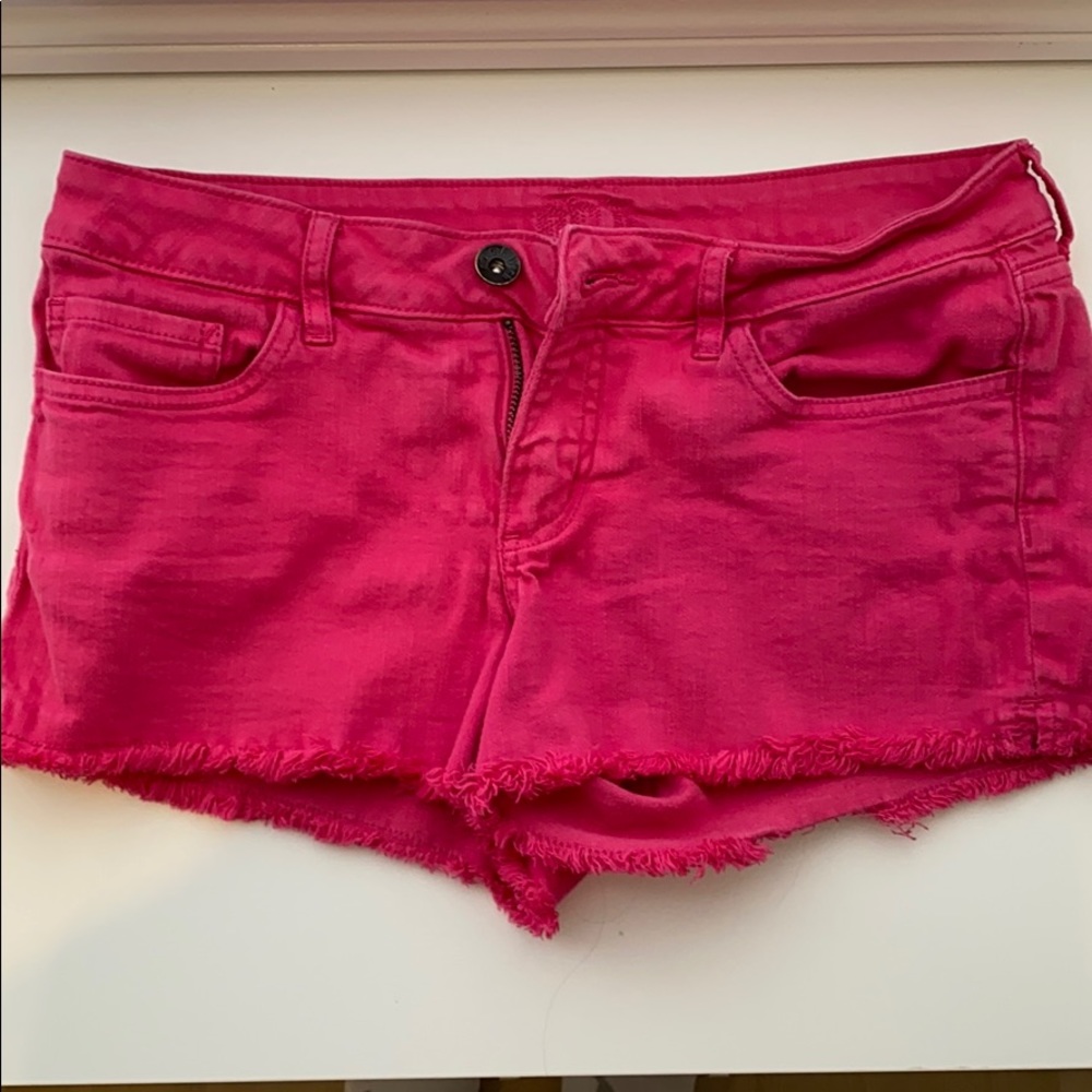 Hot pink jean shorts